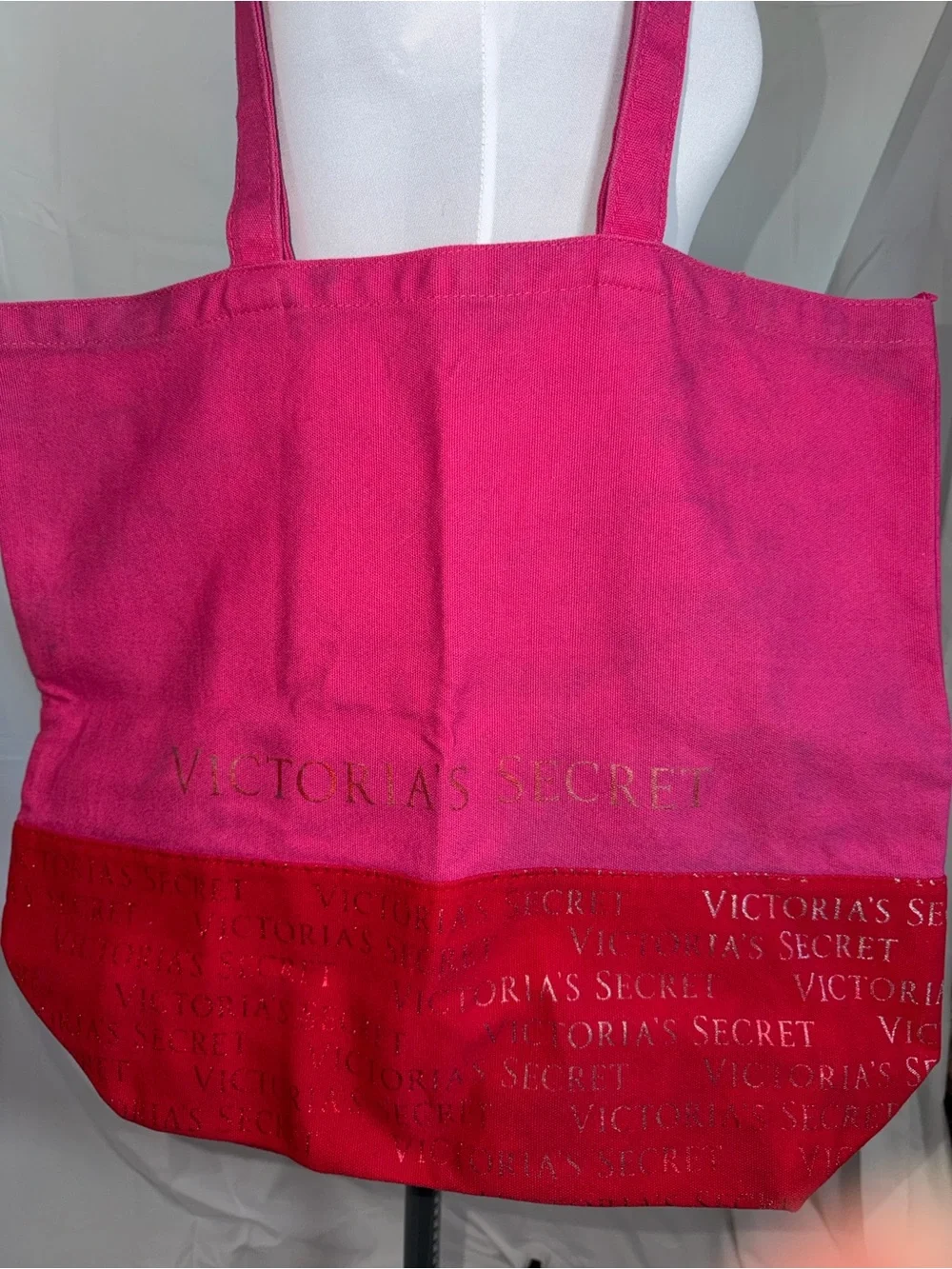 Victoria's Secret Hot Pink and Red Canvas Tote